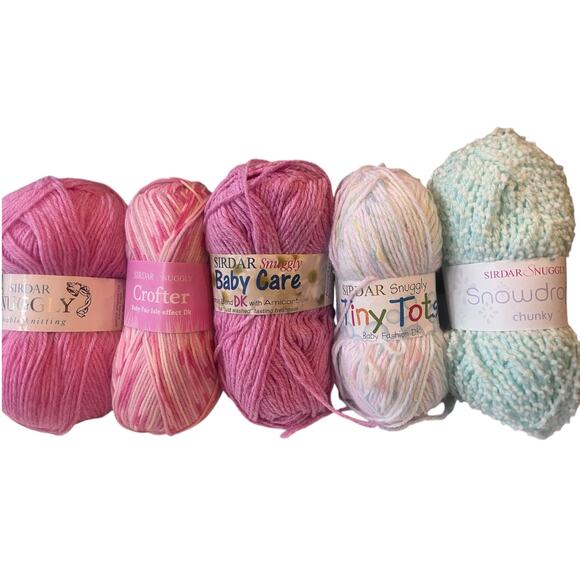 5 skeins assorted Sirdar Snuggly Baby Soft Yarn | Pink, White, Green - Picture 2 of 5